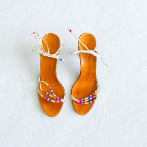 ROBERT CLERGERIE Beaded Strap Heeled Sandals